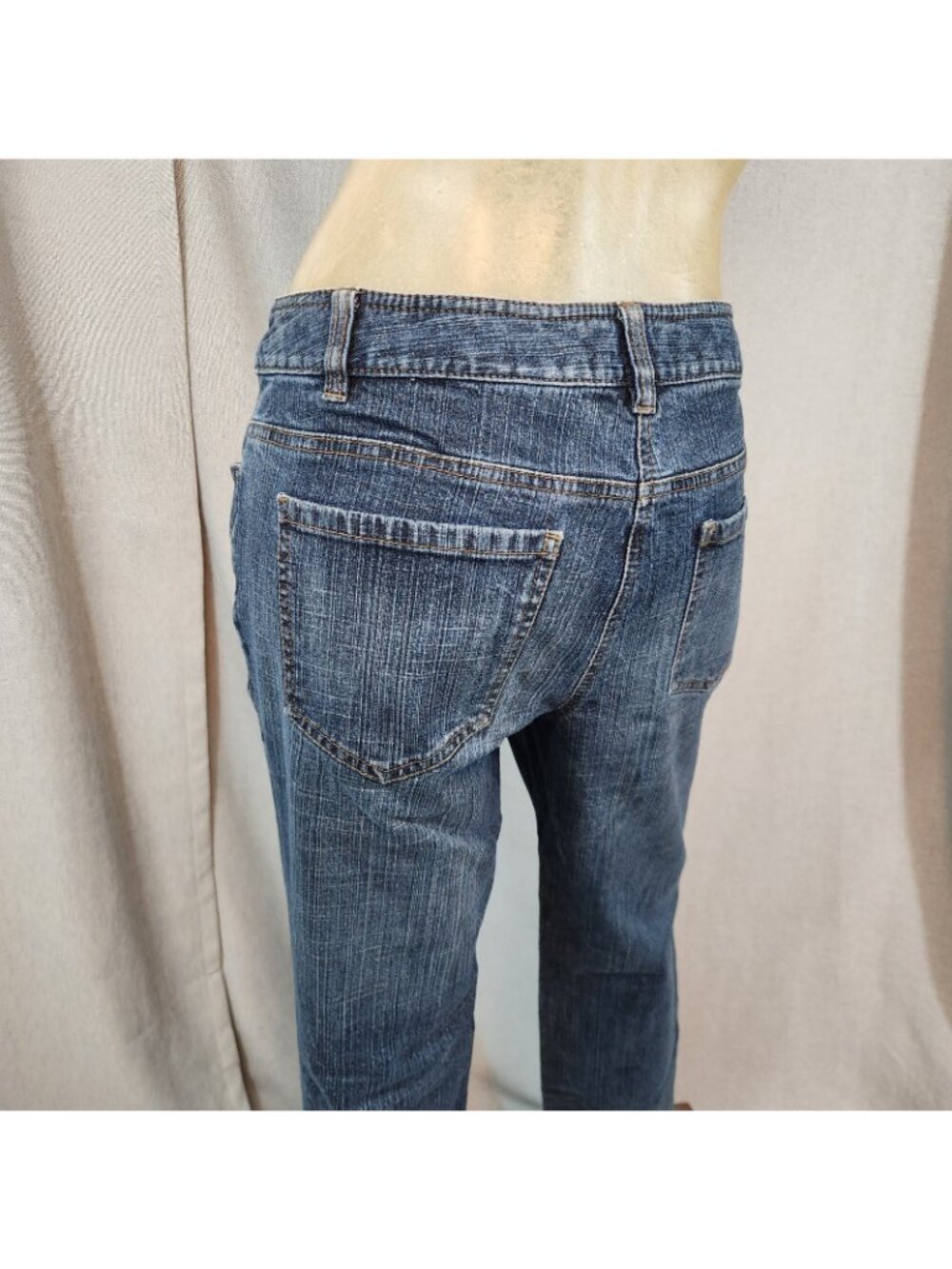 Ann Taylor LOFT Boot Cut Mid Rise Denim Dark Blue Jeans Size 10 LARGE 32 W x 30I - Picture 5 of 8